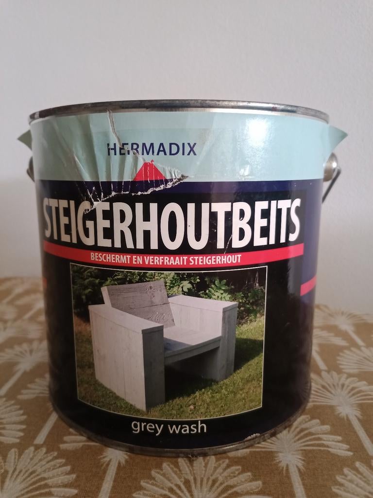 Steigerhoutbeits, grey wash, Hermadix, 2500 ml, Ophalen, Nieuw, Grijs