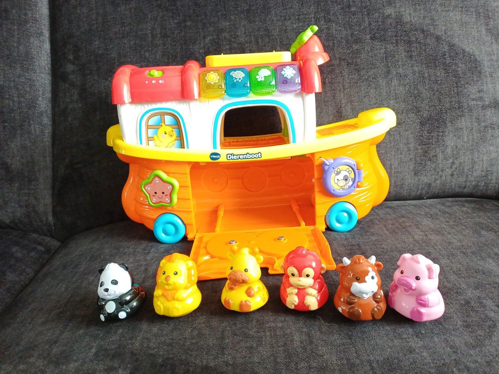 VTech Dierenboot met 6 diertjes - Interactief Speelgoed, Ophalen, Zo goed als nieuw, Met licht