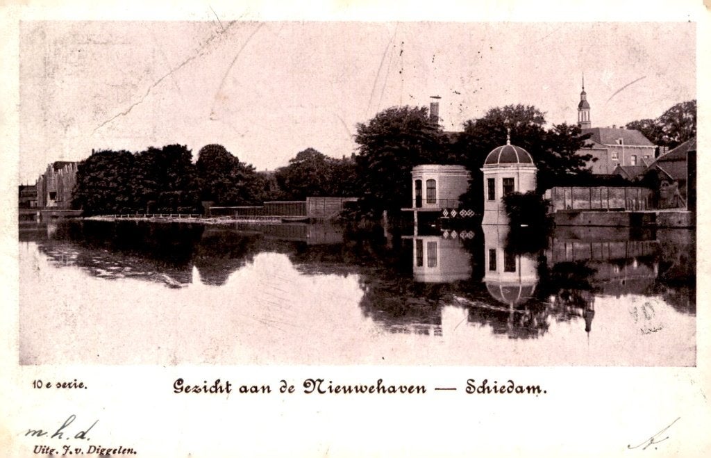Schiedam Gezicht aan de Nieuwehaven # 535, Verzenden, Voor 1920, Gelopen, Zuid-Holland