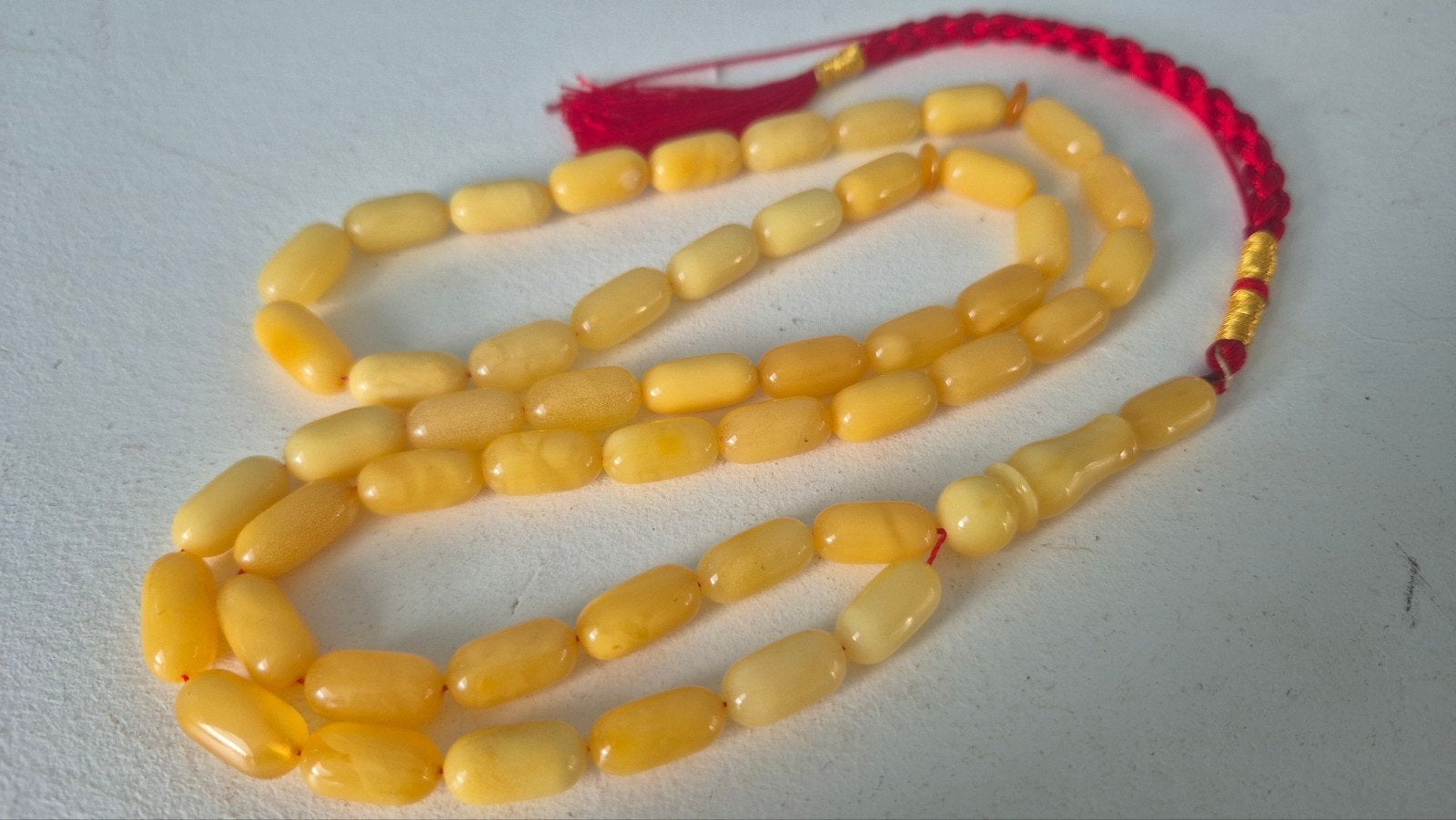 Baltische Amber Barnsteen Tesbih Ketting - 50 Kralen, Ophalen of Verzenden, Overige materialen, Ketting, Met edelsteen