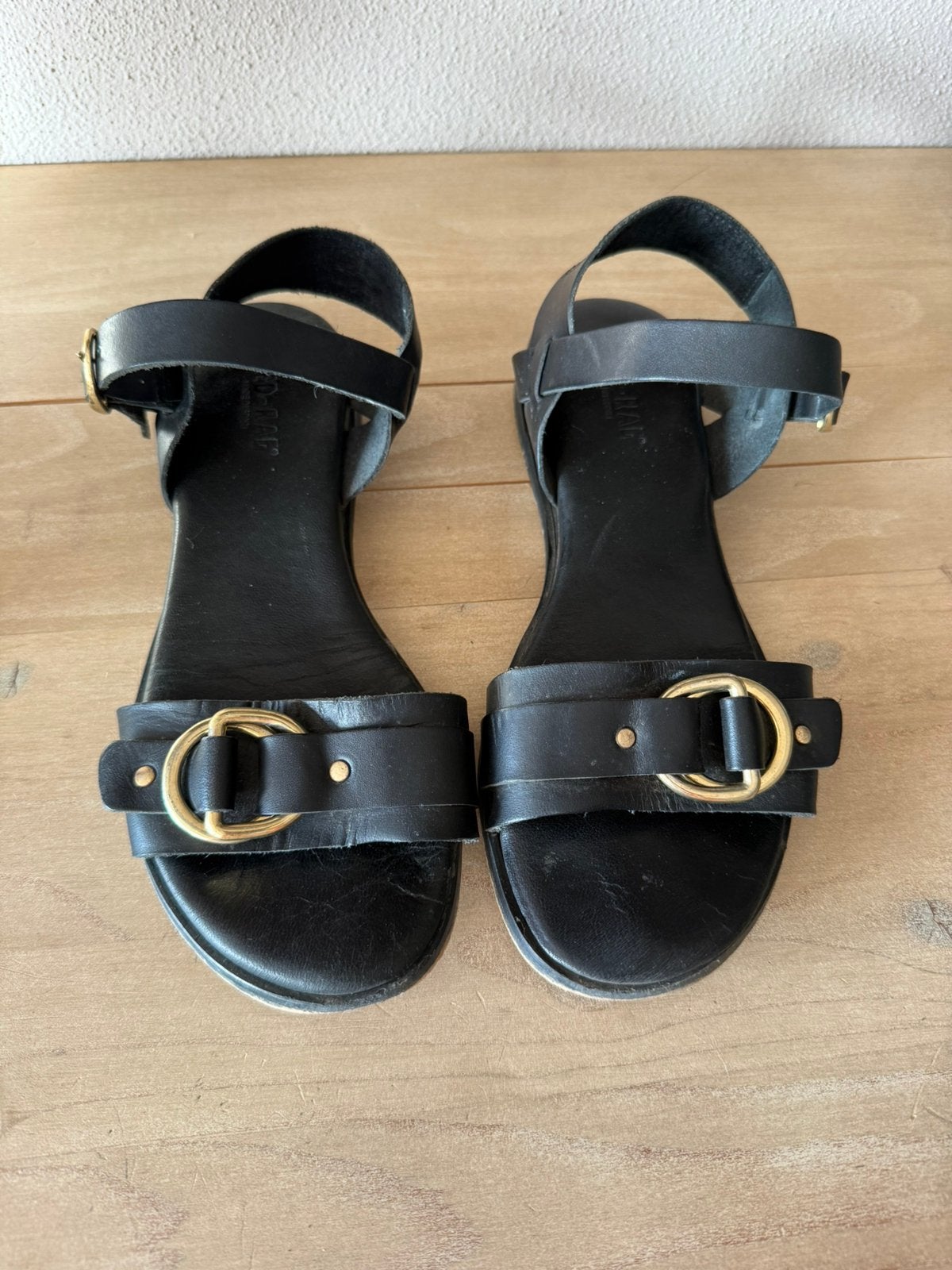 Zwarte leren sandalen van Red Rag in maat 37, Kleding | Dames, Verzenden, Zwart, Sandalen of Muiltjes, Gedragen