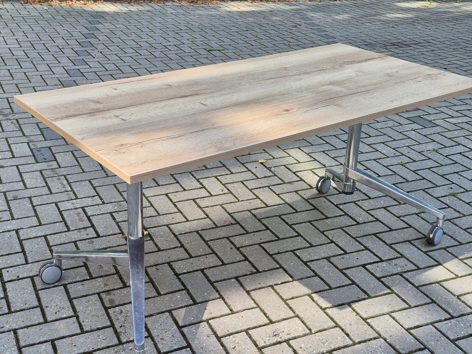 Klaptafel 160x80 en geremde wielen, Ophalen, Gebruikt, 50 tot 100 cm, 150 tot 200 cm
