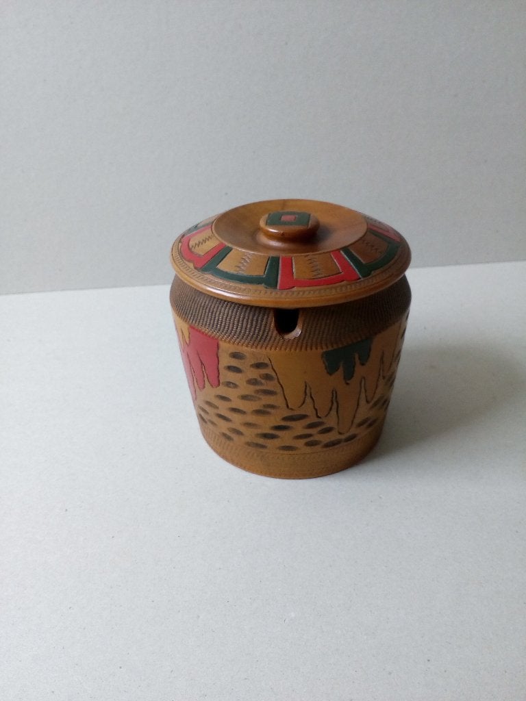 Amsterdamse school. Dekseldoos. Hout. Batikstijl., Ophalen of Verzenden