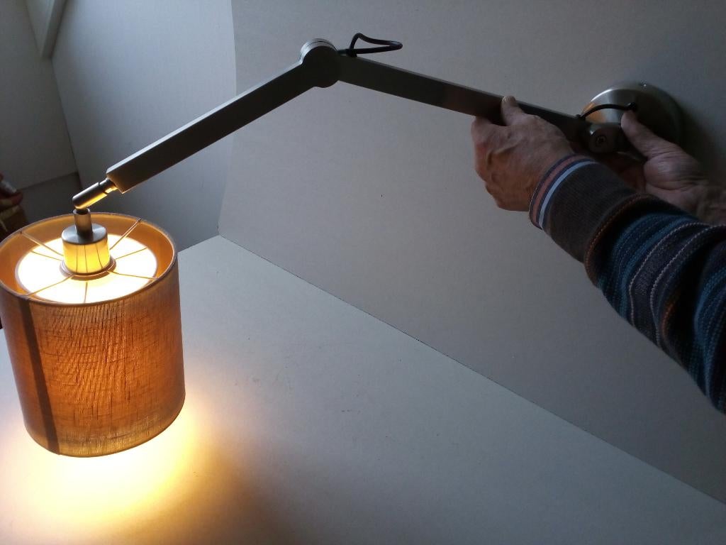Vintage wandlamp/armlamp. Chroom. Dubbele kap., Ophalen of Verzenden, Zo goed als nieuw, Stof, Vintage