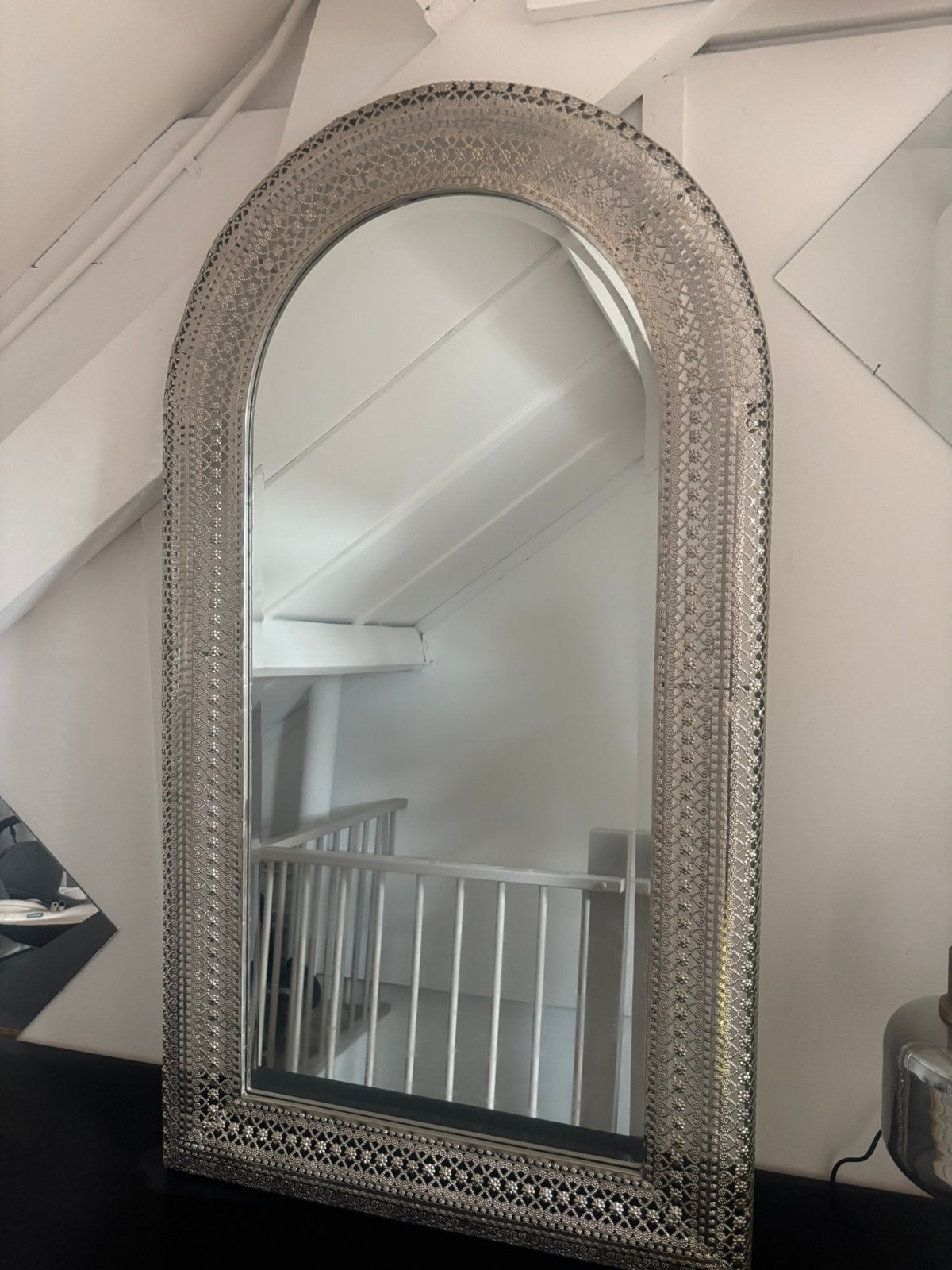 Zilver metalen sierspiegel 125x70, Antiek en Kunst, Ophalen, Rechthoekig, Minder dan 50 cm