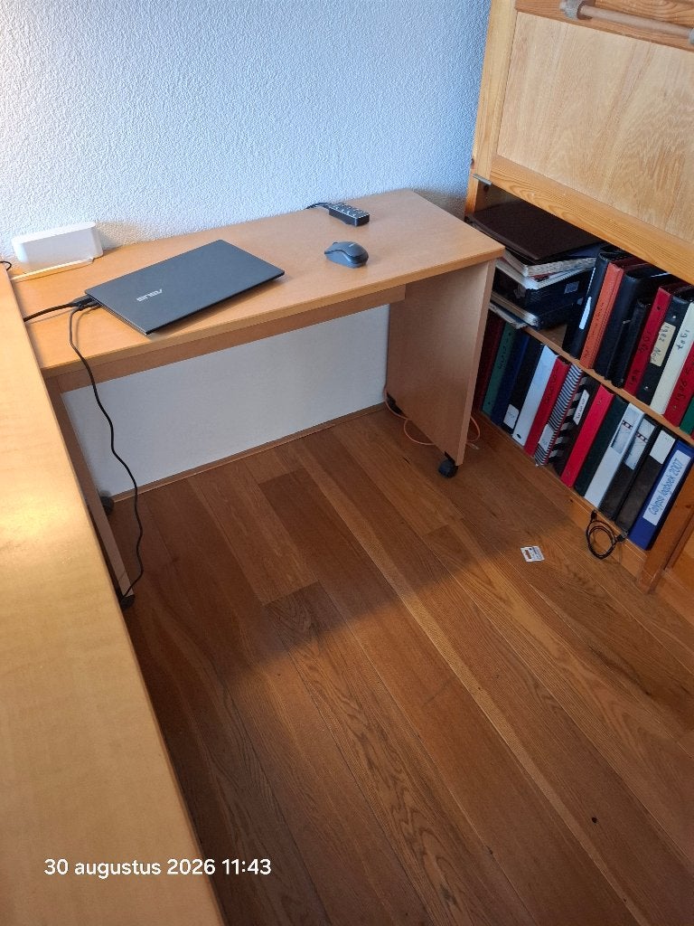 Bureau met verrijdbaar zijstuk, Huis en Inrichting, Bureaus, 160 cm, Gebruikt, Spaanplaat of MDF, Hoekbureau