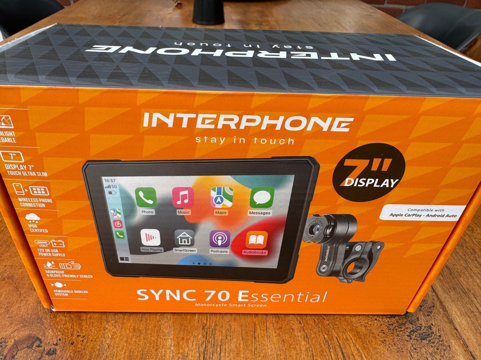 Interphone Sync 70 Essential motornavigatie CarPlay/Android, Ophalen of Verzenden, Zo goed als nieuw