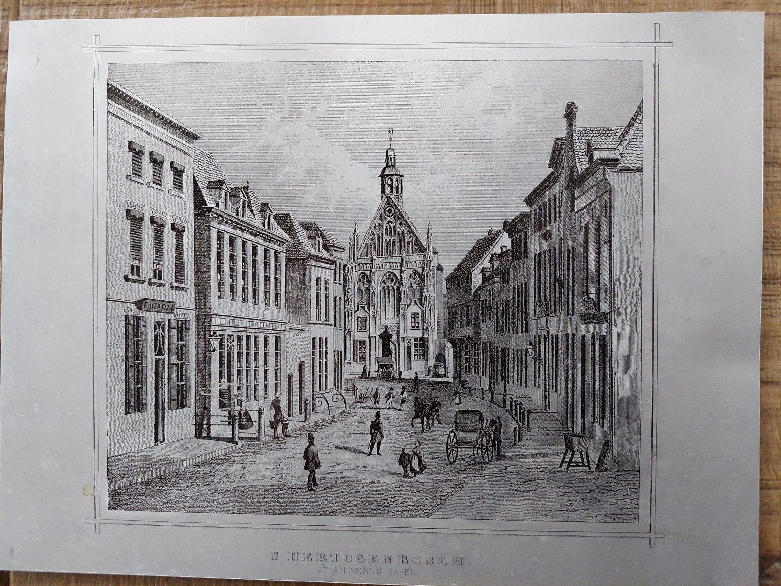 Te koop drukplaat (cliché ) op alum Stadsprent Den Bosch 19e, Antiek en Kunst, Ophalen of Verzenden