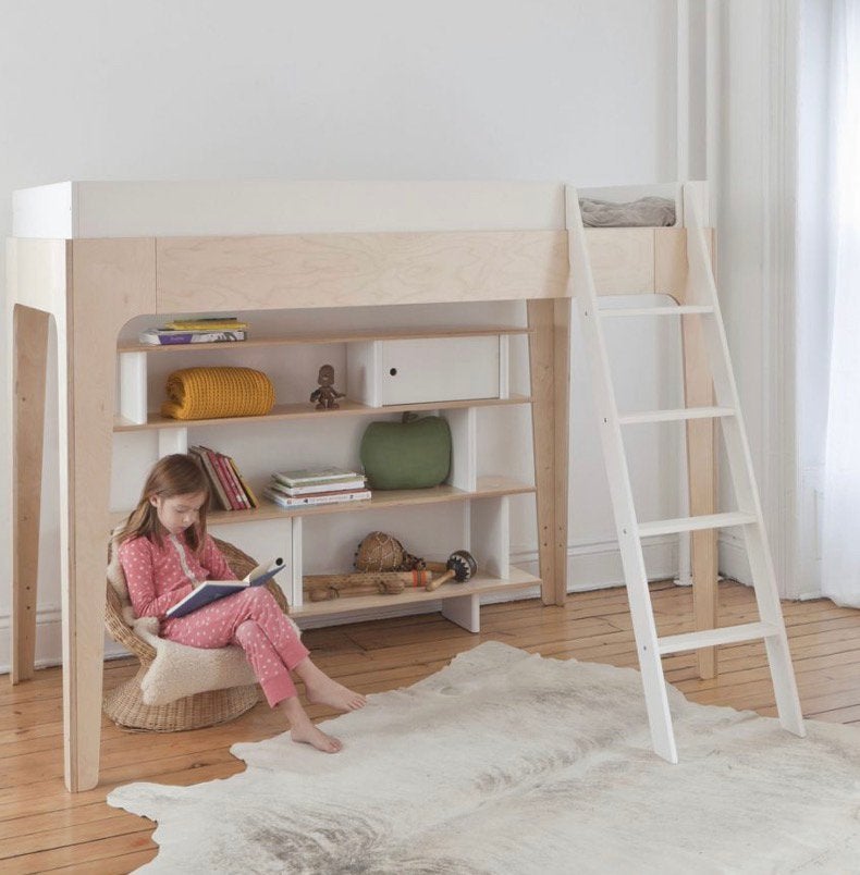 Oeuf NYC hoogslaper in uitstekende staat, Huis en Inrichting, Slaapkamer | Stapelbedden en Hoogslapers, Ophalen, 100 cm, Hoogslaper