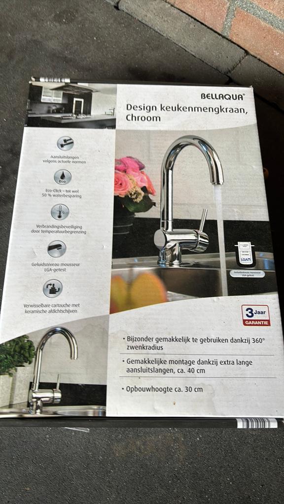 BELLACQUA Design Keukenmengkraan Chroom, Ophalen of Verzenden, Nieuw, Chroom, Kraan