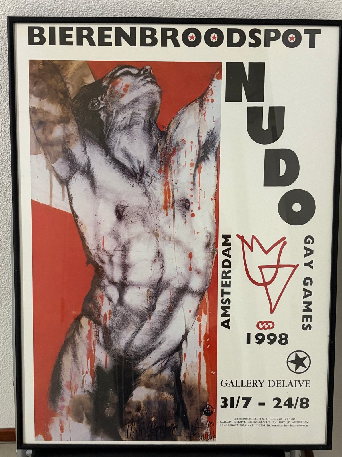 Bierenbroodspot NUDO Gay Games Amsterdam 1998 poster, Ophalen, Rechthoekig Staand, Met lijst, Zo goed als nieuw