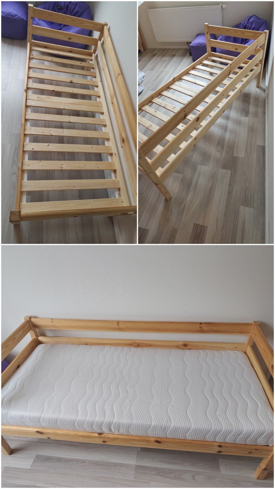Juniorbed 70x160 cm onbehandeld hout, Ophalen, 70 tot 85 cm, 140 tot 160 cm, Zo goed als nieuw