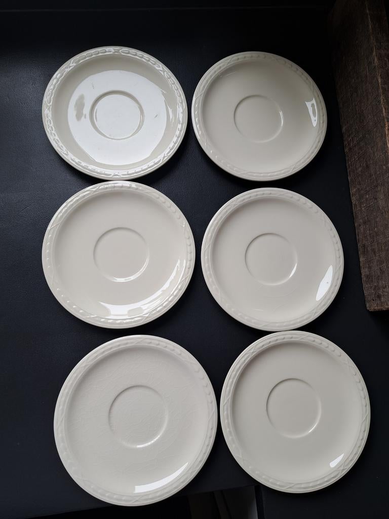 6 schotels Recamier by Royal Creamware, Huis en Inrichting, Keuken | Servies, Ophalen, Gebruikt, Wedgwood, Kop(pen) en/of Schotel(s)