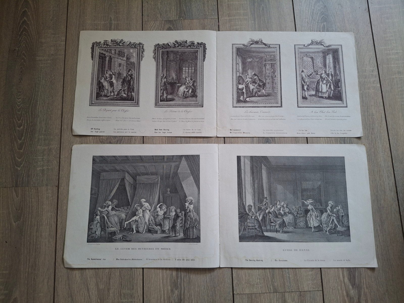2 X Le Musée Galant du Dix-Huitième Siècle, Antiek en Kunst, Dagelijks leven, 1800 - 1899, Ophalen of Verzenden, Gravure