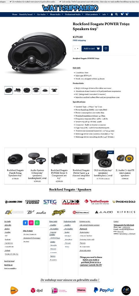 Rockford Fosgate POWER T1692 Speakers 6x9''  hoedenplank, Audio Design, Nieuw, Am Breilingsweg 3, 76709 Kronau, Duitsland, Ophalen of Verzenden