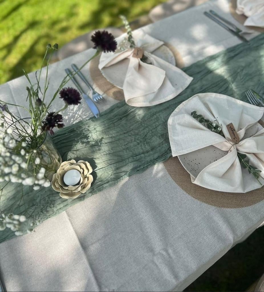Bruiloft tafel aankleding voor 30 personen., Overige materialen, Ophalen of Verzenden, Zo goed als nieuw, Groen