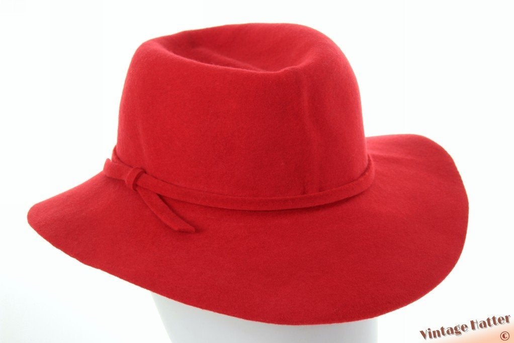 Vintage Dames gleufhoed Bermonda Trend rood vilt 56