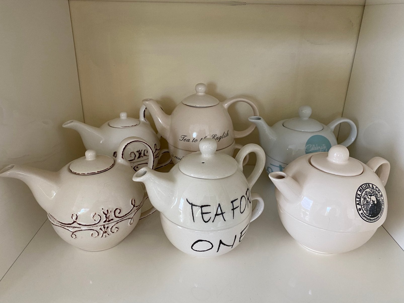 6x Tea for one, Ophalen of Verzenden, Zo goed als nieuw, Overige stijlen, Kop(pen) en/of Schotel(s)