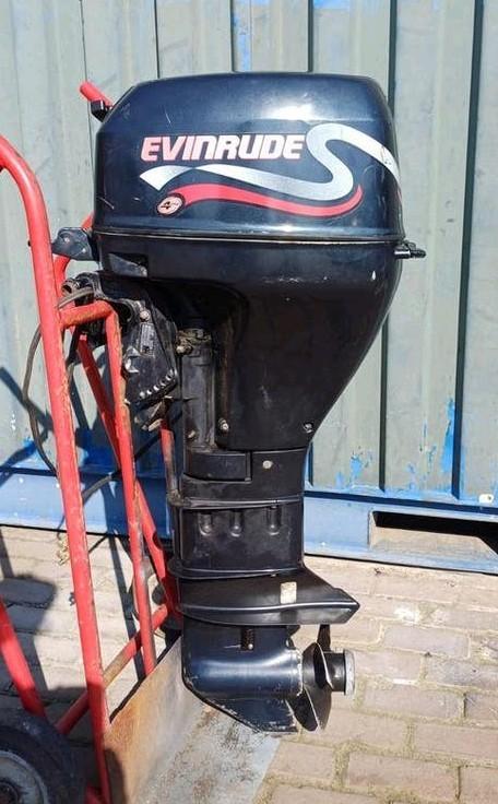 Evinrude 9.9 pk 4 takt langstaart met 15 pk carburateur, Watersport en Boten, Ophalen, Gebruikt, Elektrische start, 30 pk of meer