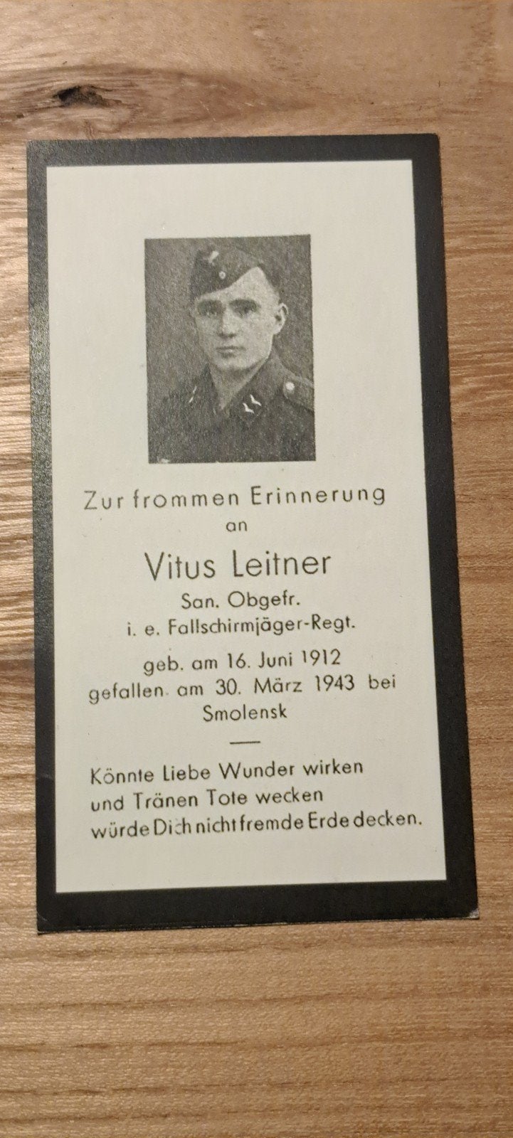 doodskaartje Fj., Ophalen of Verzenden, Embleem of Badge