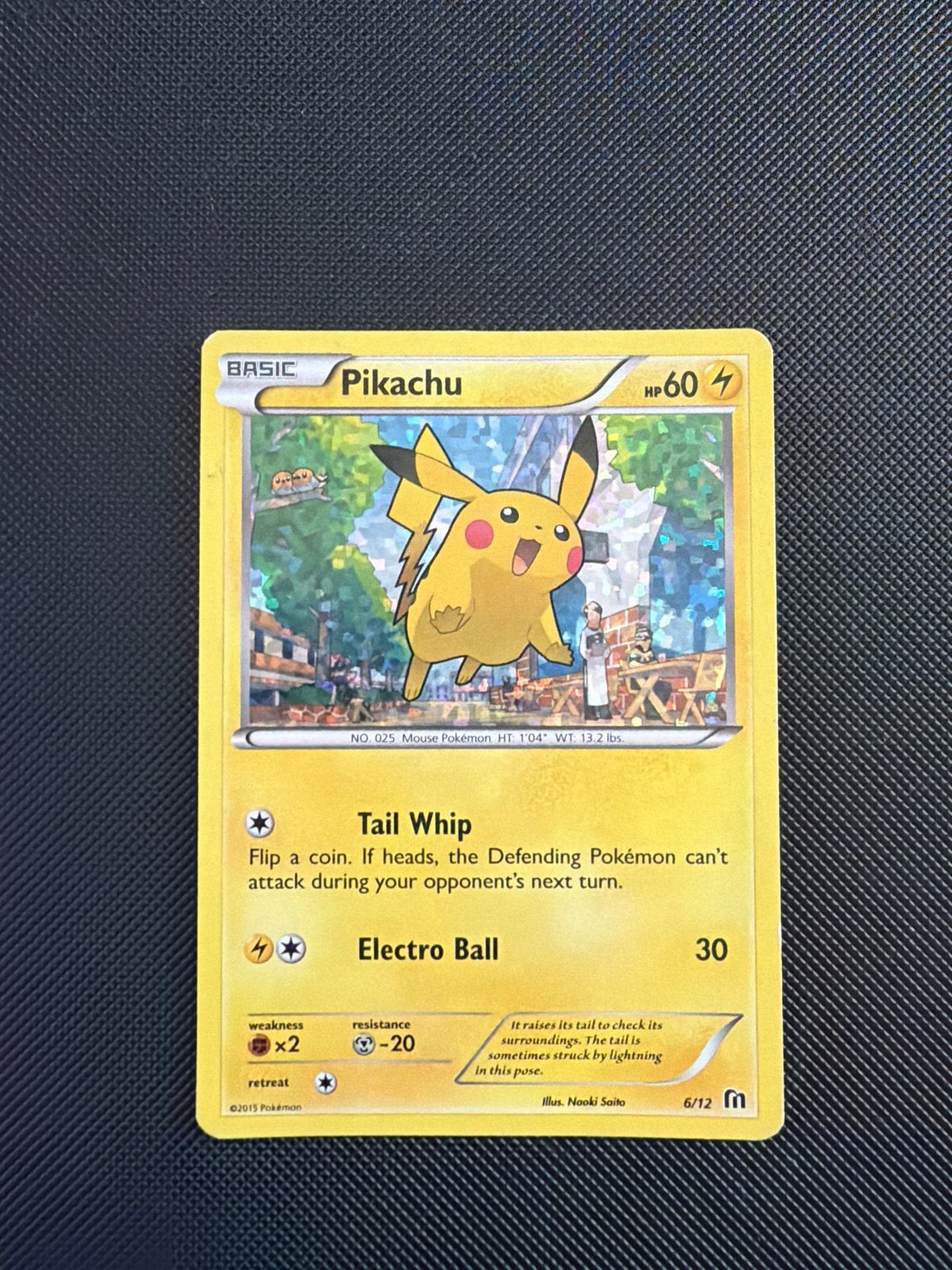 Pikachu Pokémon Kaart 6/12 - Basic HP 60, Ophalen of Verzenden, Gebruikt, Losse kaart
