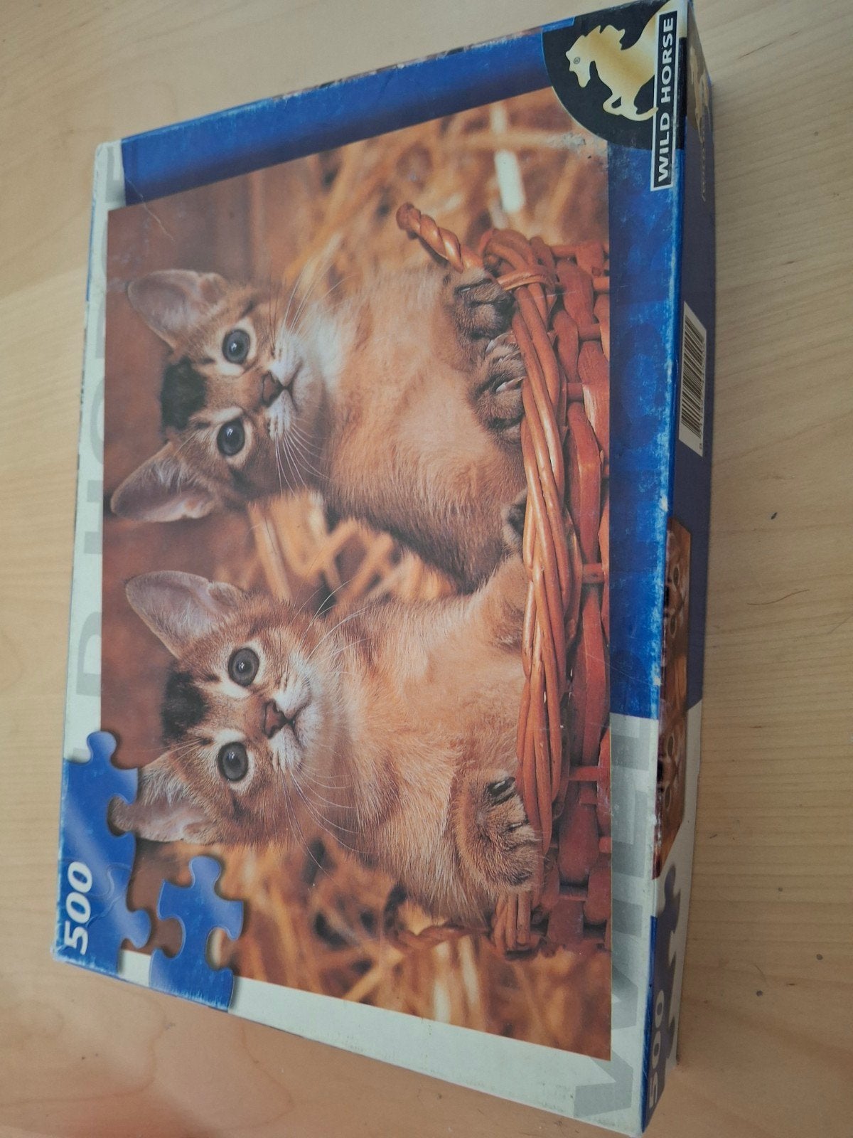 Legpuzzel 500 stukjes - Schattige kittens in mand, Ophalen of Verzenden, 500 t/m 1500 stukjes, Gebruikt, Legpuzzel