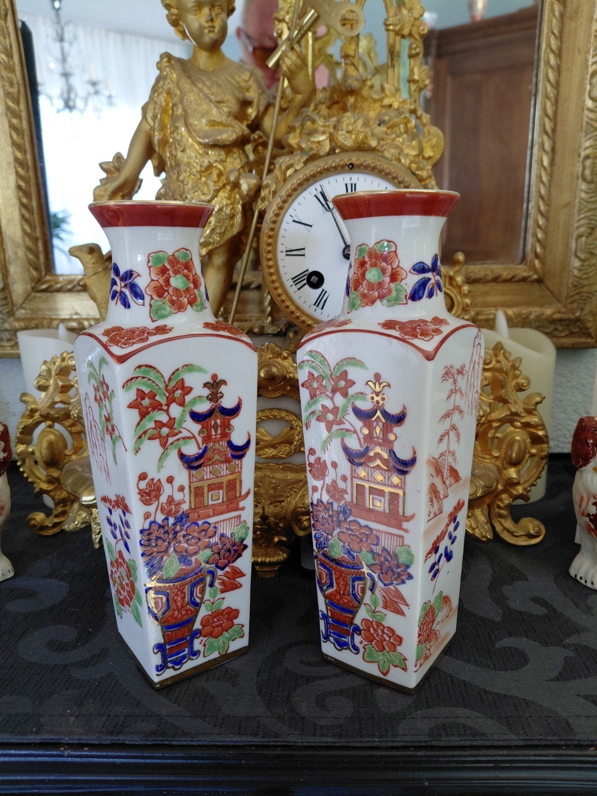 Set van 2 Chinese porseleinen vazen met pagode decor, Ophalen of Verzenden