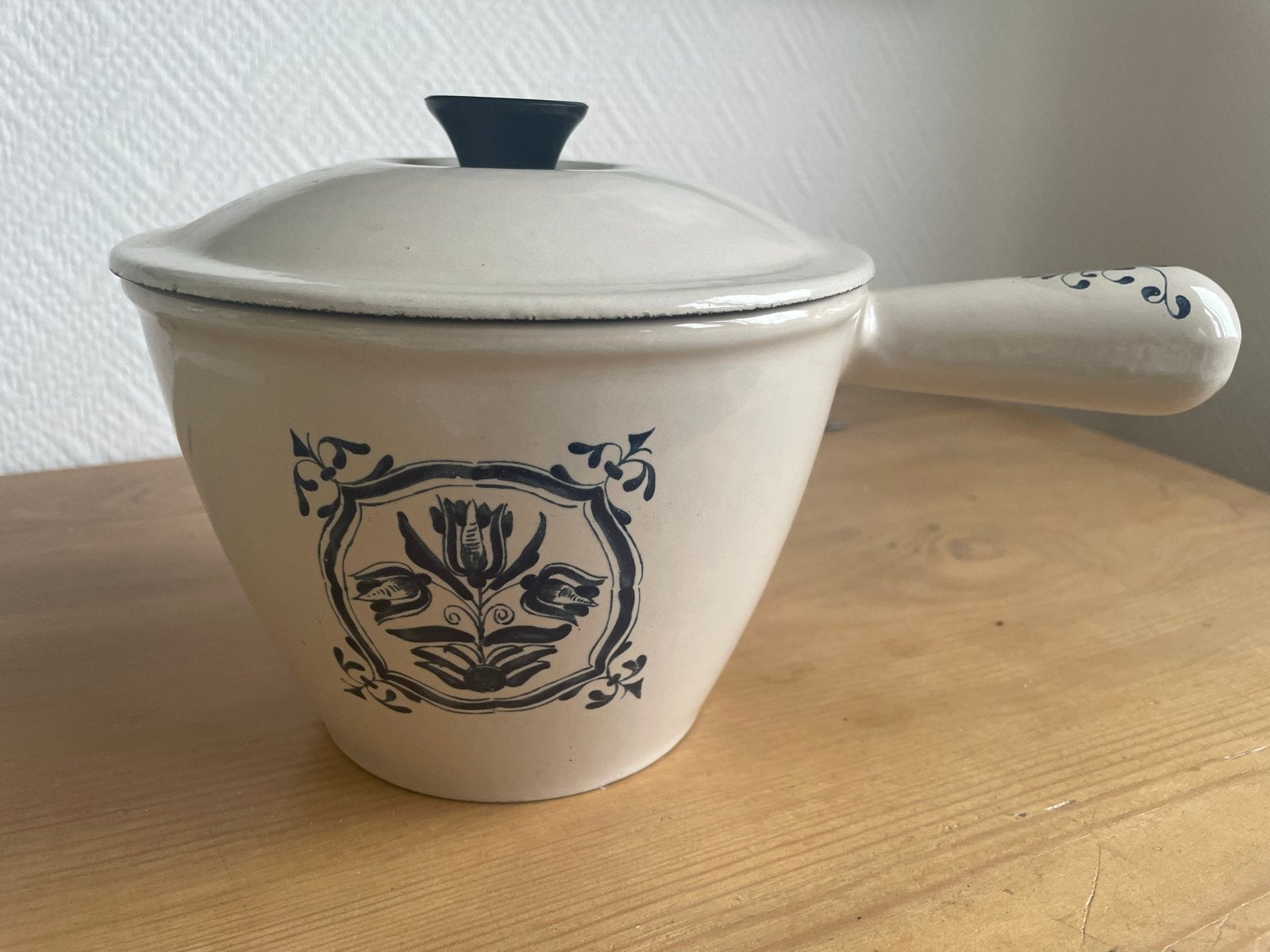 Vintage Le Creuset Fonduepan/Sauspan - Blauwe Tulp, Ophalen