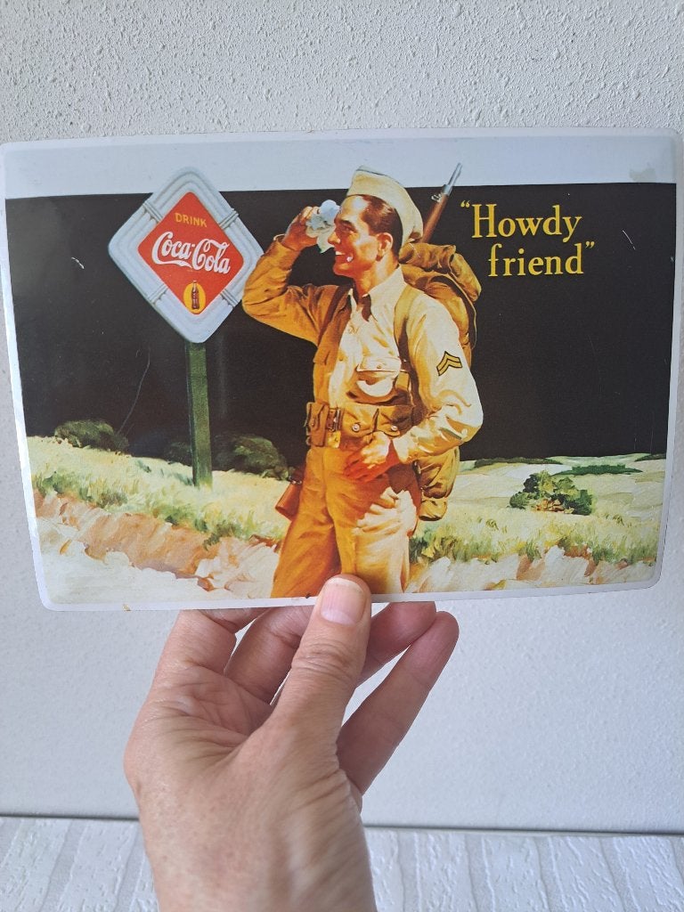 Coca-Cola Ansichtkaart Howdy friend blikken 1995, Verzamelen, Ophalen of Verzenden, Zo goed als nieuw, Overige typen