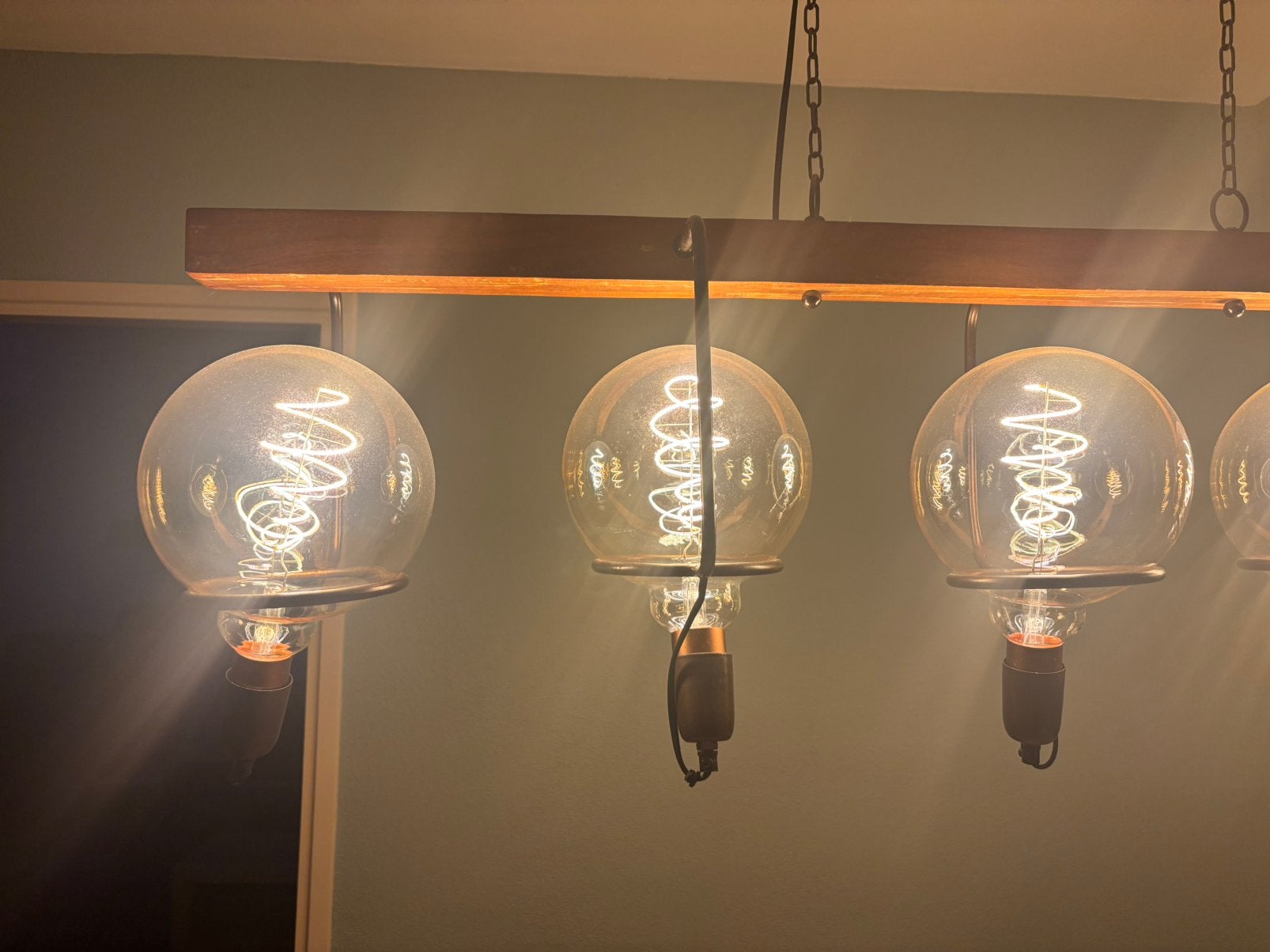 Industriële hanglamp met 5 glazen gloeilampen met spiraal, Ophalen, Zo goed als nieuw, Overige materialen