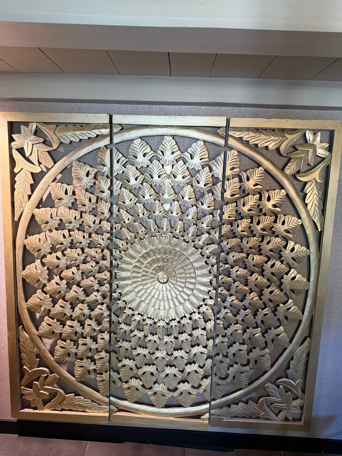 Gouden Mandala Wandpanelen - 3 stuks, 186x61cm, Ophalen, Gebruikt, Oosters, Hout