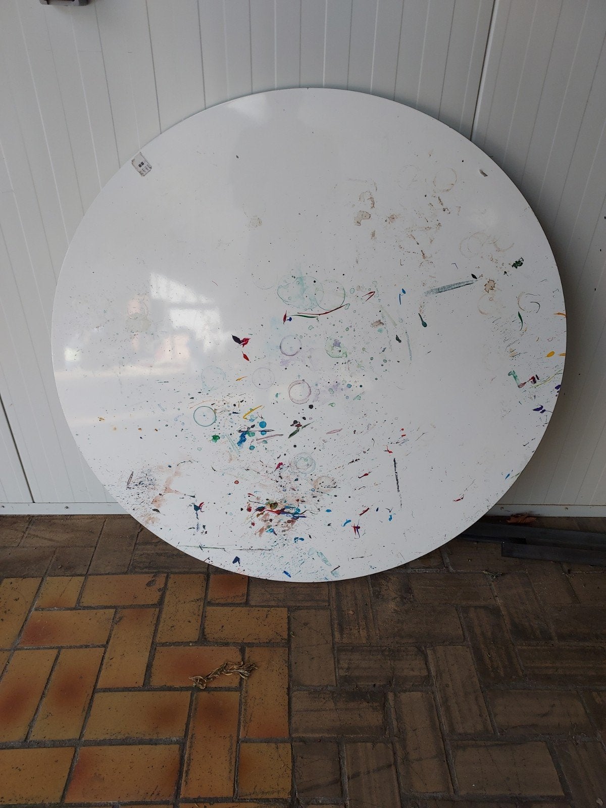 Rond tafelblad wit - 120 cm doorsnee, Ophalen, Gebruikt, Rond, Vier personen