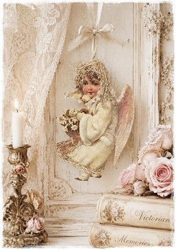 Victoriaanse engel, antiek tinsel 22,5 x14 cm.te bestellen, De Pruttelpot, Ophalen of Verzenden, De Pruttelpot, Nieuw
