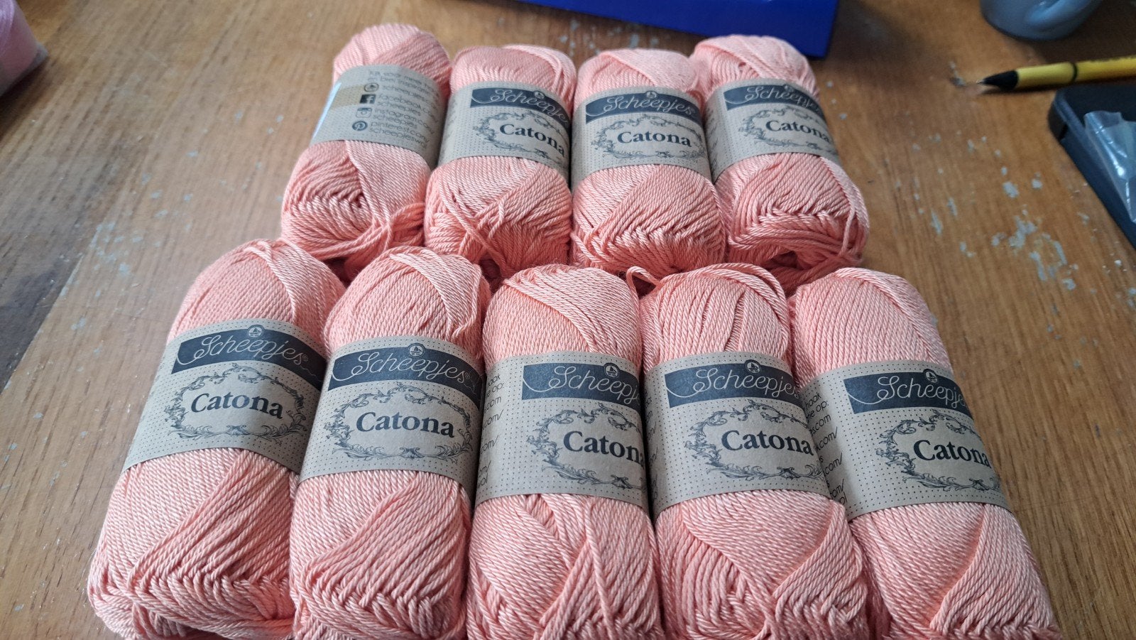 9 bollen nieuw Scheepjes Catona 50g - Kleur 524, Breien of Haken, Nieuw, Ophalen of Verzenden, E