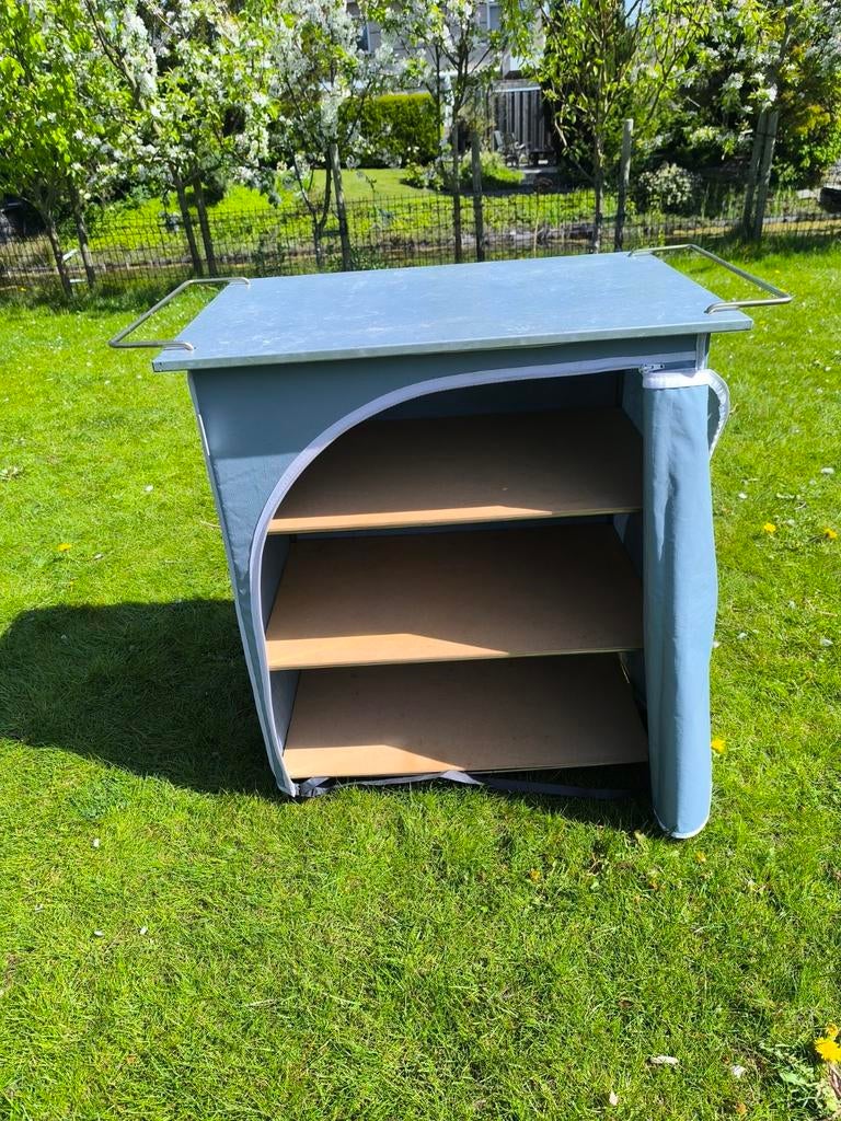 Opvouwbare campingkast met 3 planken, Caravans en Kamperen, Kampeeraccessoires, Ophalen of Verzenden, Gebruikt