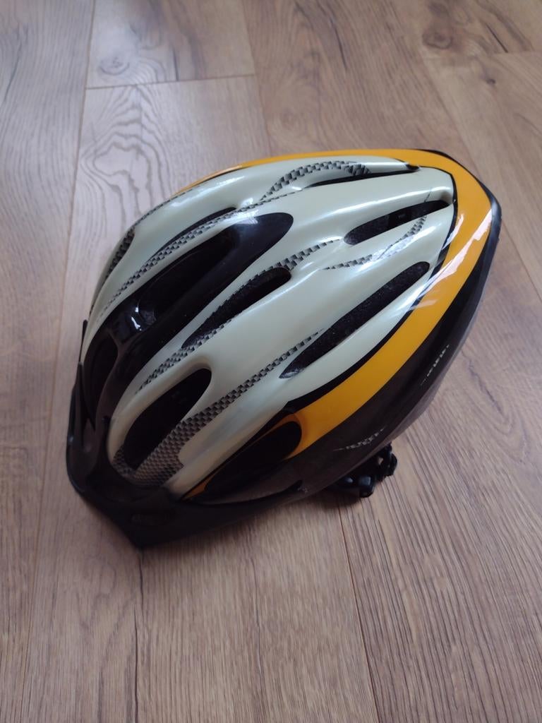 Fietshelm wit geel maat 58-61, Ophalen of Verzenden, Zo goed als nieuw, L, Heer of Dame