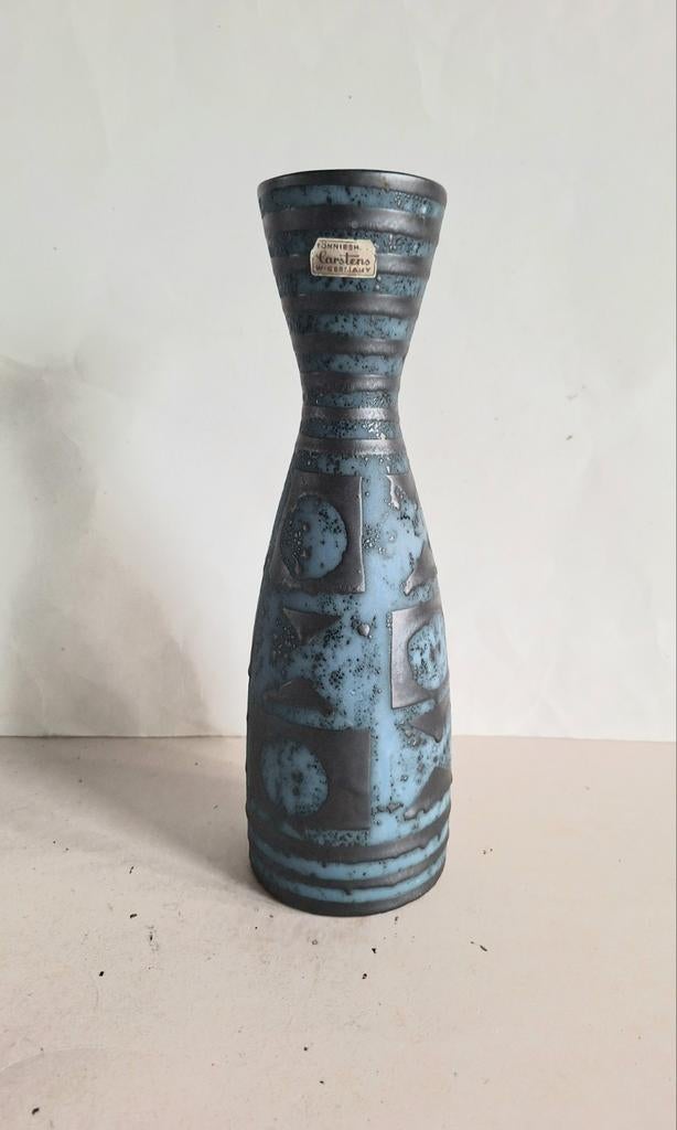 Carstens Tonniëhof West-Duitsland keramische vaas. Ankara., Ophalen of Verzenden, Blauw, Aardewerk of Porselein, Minder dan 50 cm