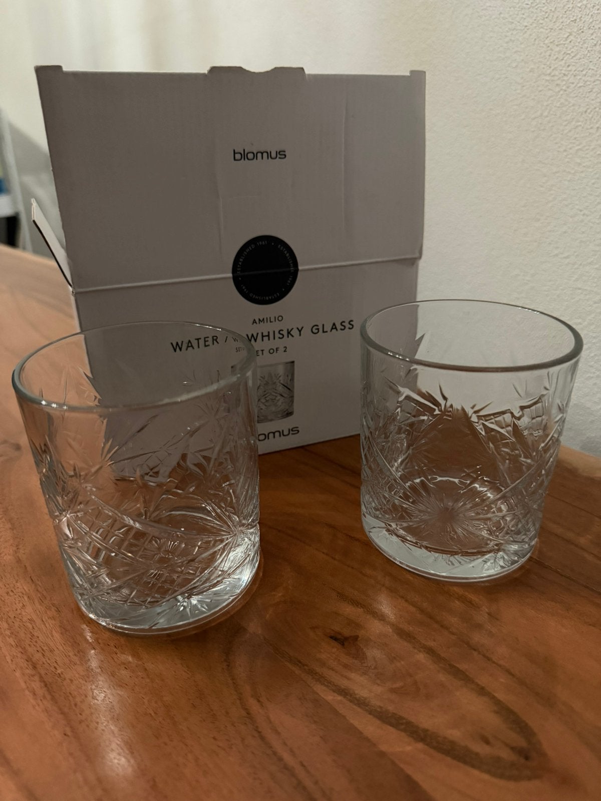 Blomus waterglazen whiskeyglazen set van 2, Verzamelen, Glas en Borrelglaasjes, Ophalen of Verzenden, Nieuw, Overige typen