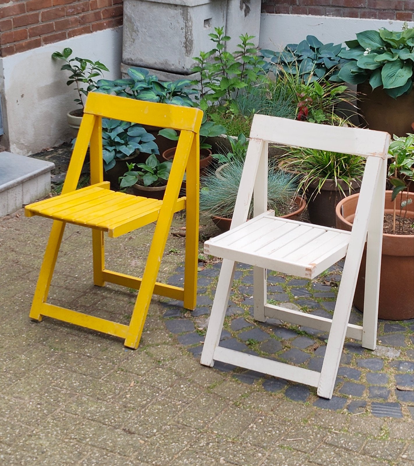 Aldo Jacober Trieste klapstoelen in Geel & Wit, Ophalen of Verzenden