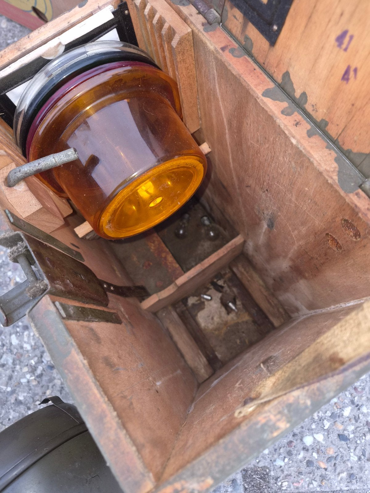 eisemann vintage Duitse Militaire seinlamp in Houten Kist, Overige typen, Onbekend, Duitsland, Onbekend