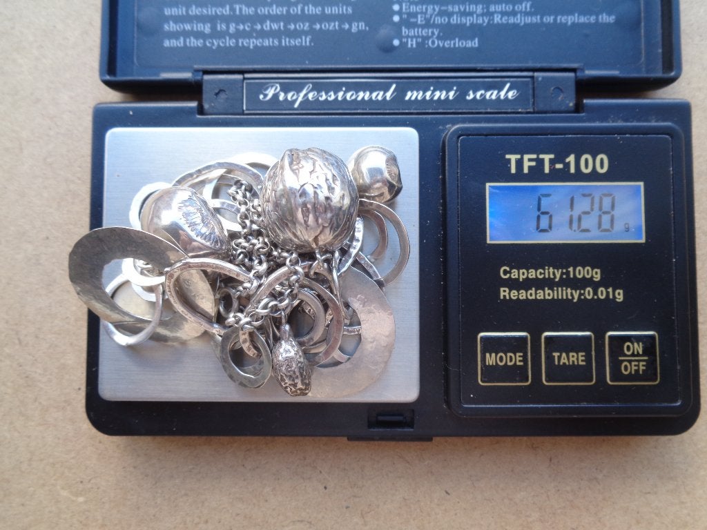 zilveren ketting of armband met massief hangers [1034], Verstelbaar, Ophalen of Verzenden, Zo goed als nieuw, Zilver