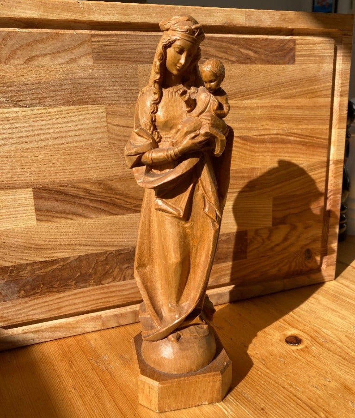 Groot zeldzaam ANRI Houtsnijwerk Maria met Kind (Madonna), Ophalen, Houtsnijwerk, 20 - 50 cm, Hout