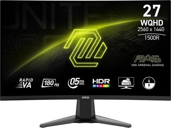 MSI MAG 27CQ6F - QHD Curved Gaming Monitor - 180Hz - 27 Inch, Computers en Software, Monitoren, Gaming, Curved, VA, Zo goed als nieuw