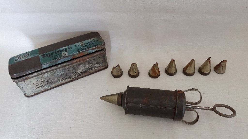 Vintage - retro - Tala taartspuit met 8 spuitmonden., Ophalen of Verzenden, Gebruikt