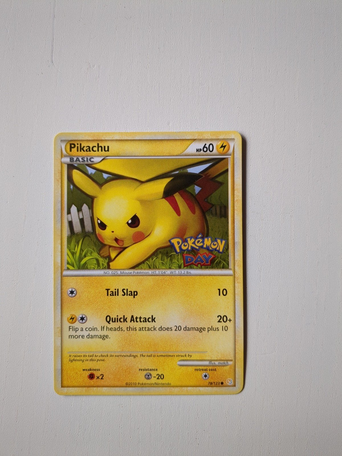 Pikachu Pokémon Day Promo Kaart (2010), Ophalen of Verzenden, Zo goed als nieuw, Losse kaart