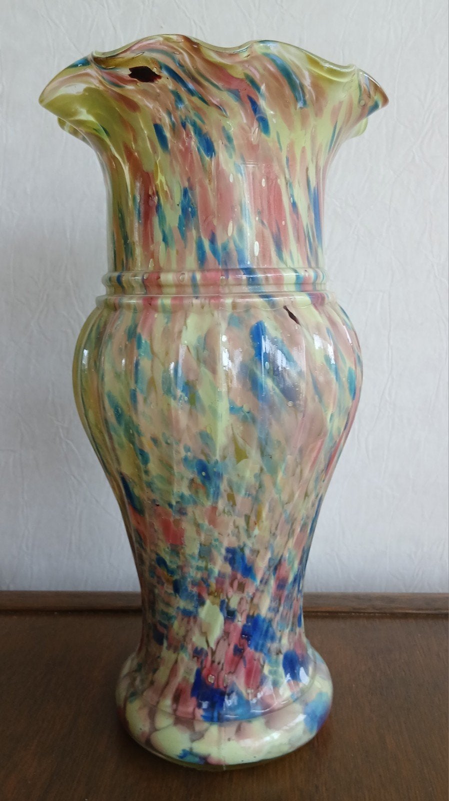 Antiek Franse Vaas Ca 1900 Veelkleurige Bloem-Kroonvormig, Verzenden