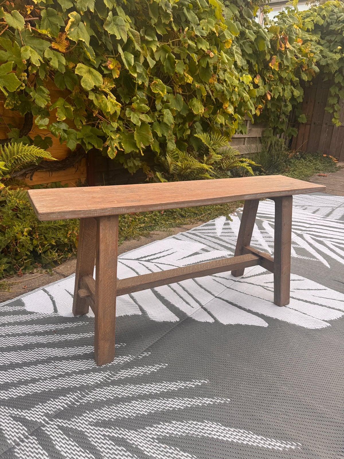 Rustiek massief houten bankje – 100 cm – stevig en zwaar, Ophalen, Minder dan 50 cm, Brocante Rustiek, 100 tot 125 cm