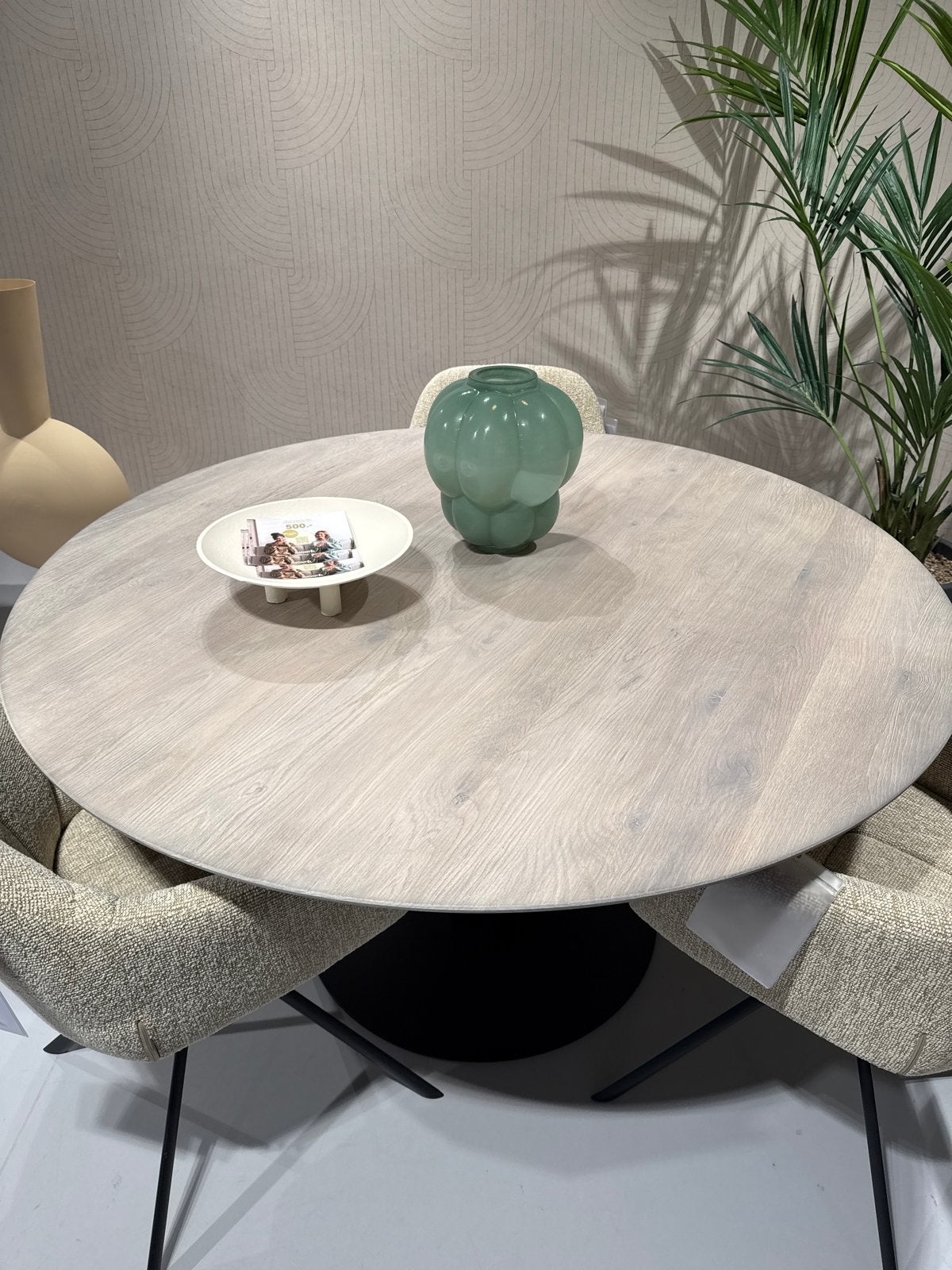 Montel Dream Ronde Eetkamertafel Eiken Poolgrey, Ophalen, 100 tot 150 cm, Zo goed als nieuw, Eikenhout
