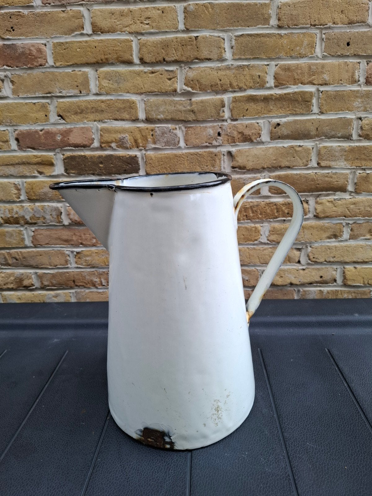 Vintage emaille witte kan, Antiek en Kunst, Antiek | Emaille, Ophalen of Verzenden