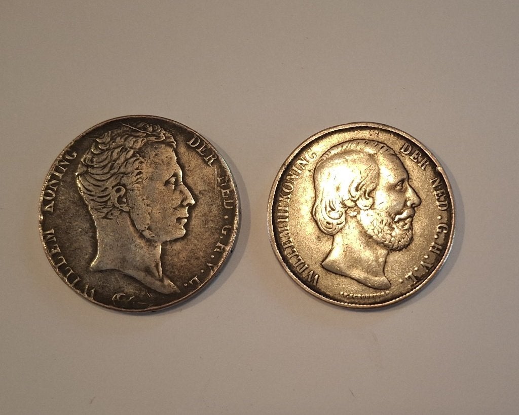 3 Gulden Willem I (1820) 2 1/2 Gulden Willem II (1863), Zilver, Overige waardes, Koning Willem I, Verzenden